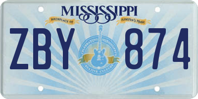 MS license plate ZBY874