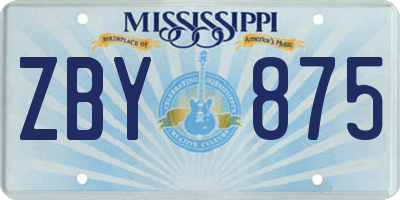 MS license plate ZBY875