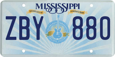 MS license plate ZBY880