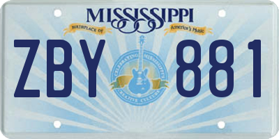 MS license plate ZBY881