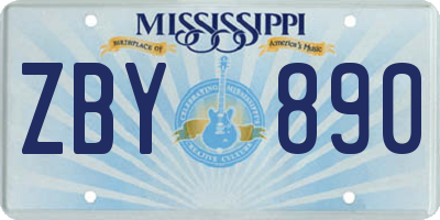 MS license plate ZBY890