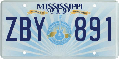 MS license plate ZBY891