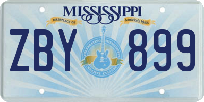 MS license plate ZBY899