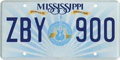 MS license plate ZBY900