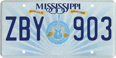 MS license plate ZBY903