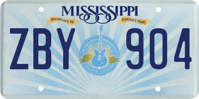 MS license plate ZBY904