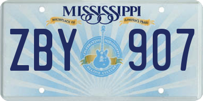MS license plate ZBY907
