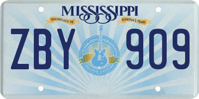 MS license plate ZBY909