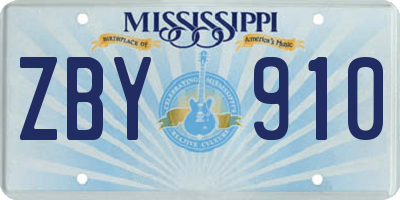 MS license plate ZBY910
