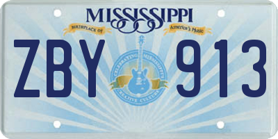 MS license plate ZBY913