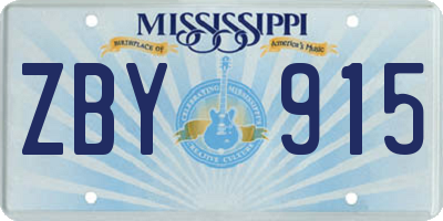 MS license plate ZBY915
