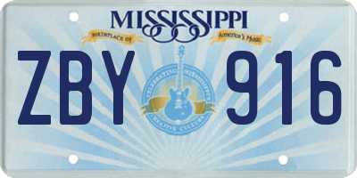 MS license plate ZBY916