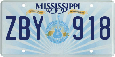 MS license plate ZBY918
