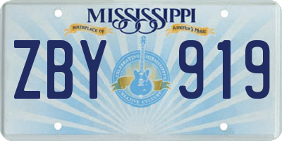 MS license plate ZBY919