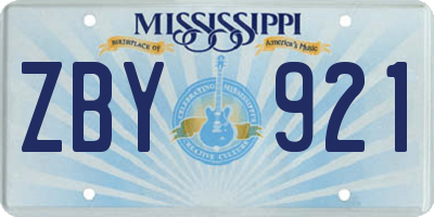MS license plate ZBY921