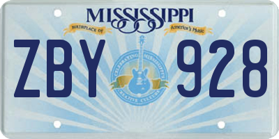 MS license plate ZBY928