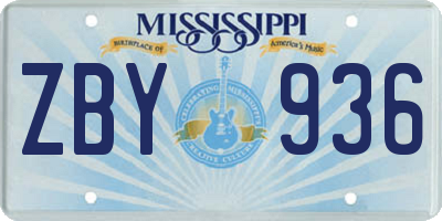 MS license plate ZBY936