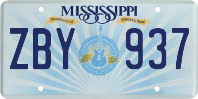 MS license plate ZBY937