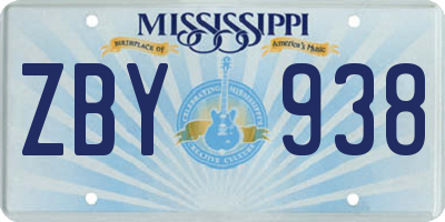 MS license plate ZBY938
