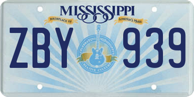 MS license plate ZBY939