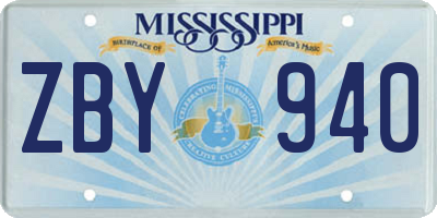 MS license plate ZBY940