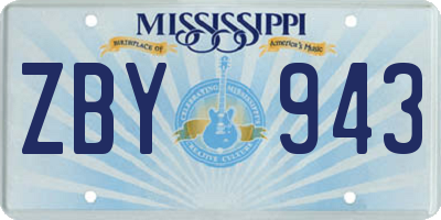 MS license plate ZBY943