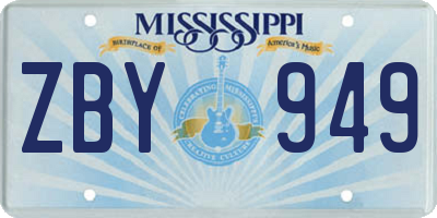 MS license plate ZBY949