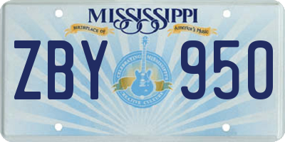 MS license plate ZBY950