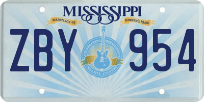 MS license plate ZBY954