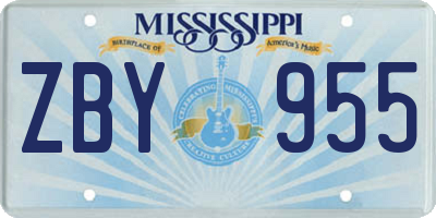 MS license plate ZBY955
