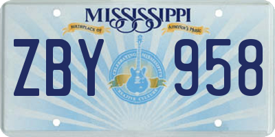 MS license plate ZBY958