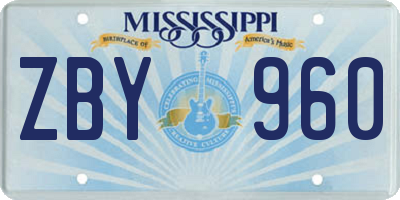 MS license plate ZBY960