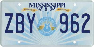 MS license plate ZBY962