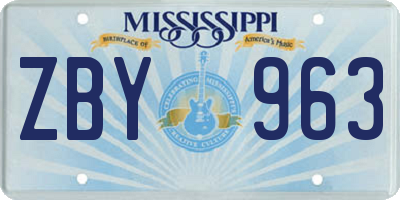 MS license plate ZBY963