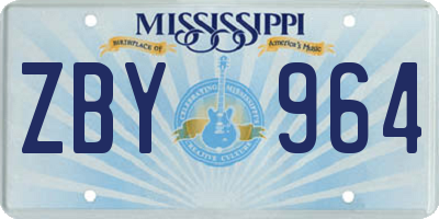 MS license plate ZBY964