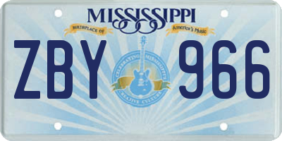 MS license plate ZBY966