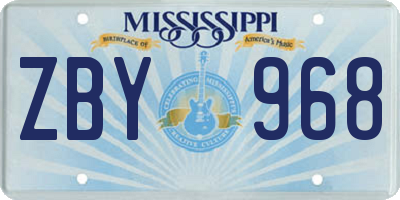 MS license plate ZBY968