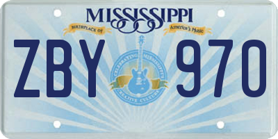 MS license plate ZBY970