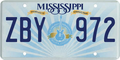 MS license plate ZBY972