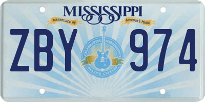 MS license plate ZBY974