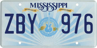 MS license plate ZBY976