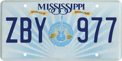 MS license plate ZBY977