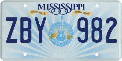 MS license plate ZBY982