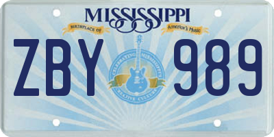 MS license plate ZBY989