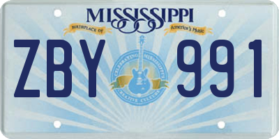 MS license plate ZBY991