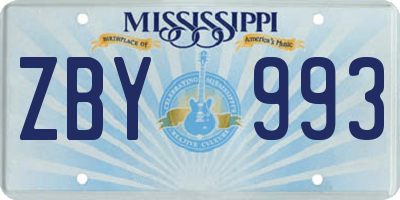 MS license plate ZBY993