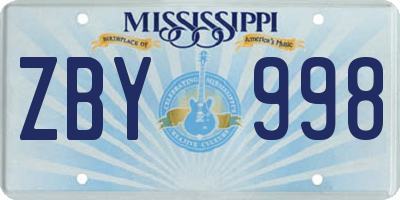 MS license plate ZBY998