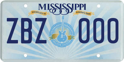 MS license plate ZBZ000