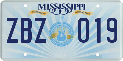 MS license plate ZBZ019