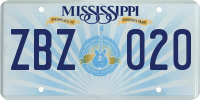 MS license plate ZBZ020